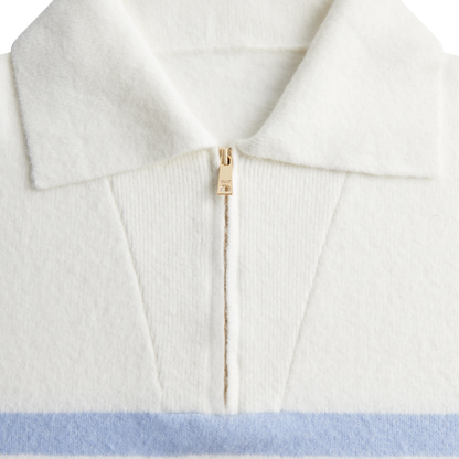 Lydia Quarter Zip Knit Natural Powder Blue