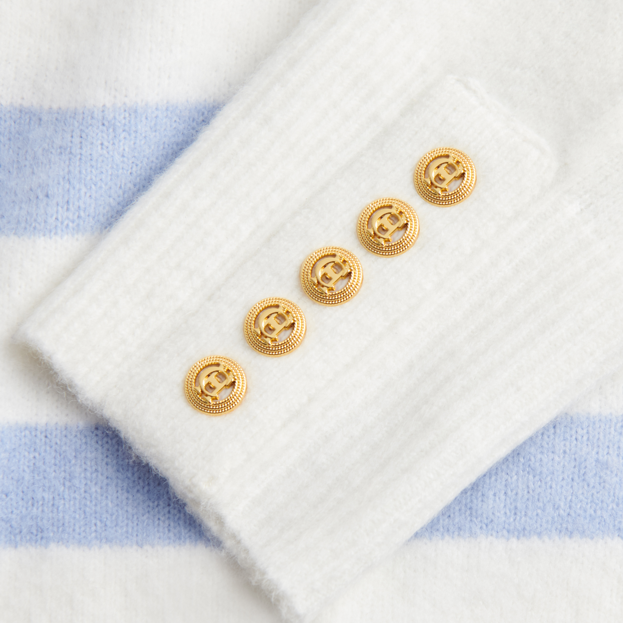 Lydia Quarter Zip Knit Natural Powder Blue