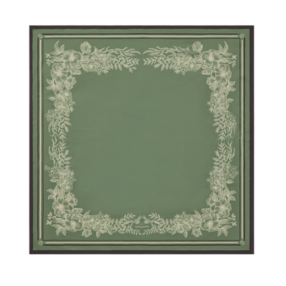 Mannington Silk Scarf Green, Off White, Black