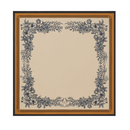 Mannington Silk Scarf Off White, Navy, Orange