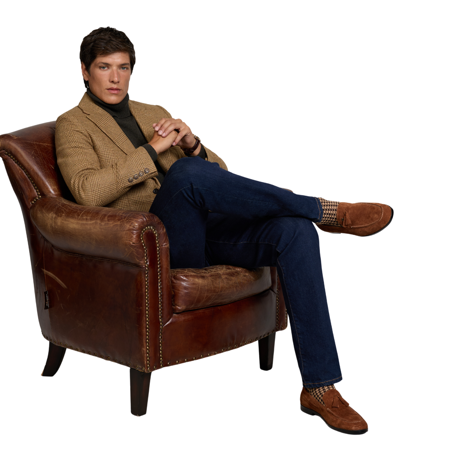 Suede Tassel Loafer Cognac