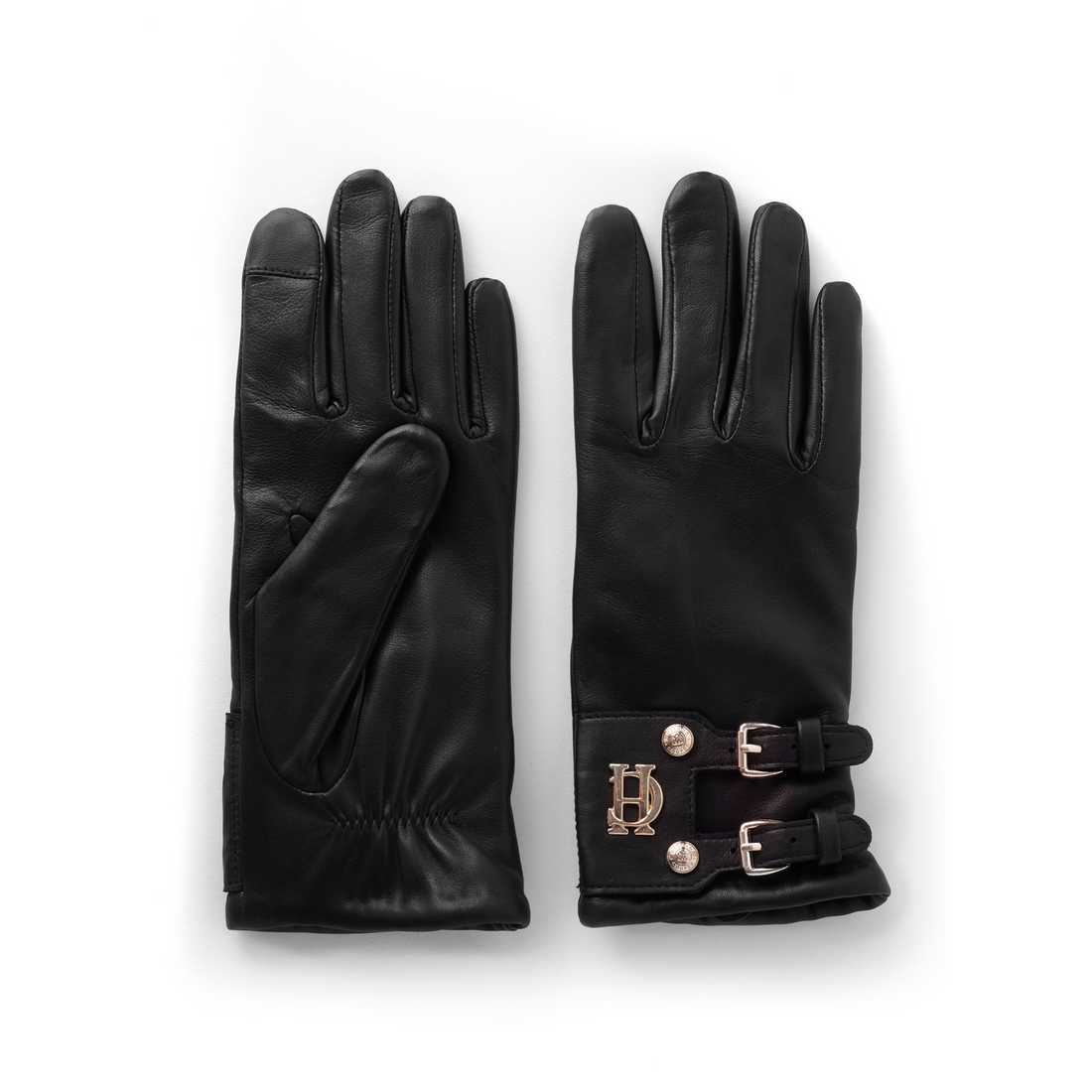 Monogram Leather Gloves Black