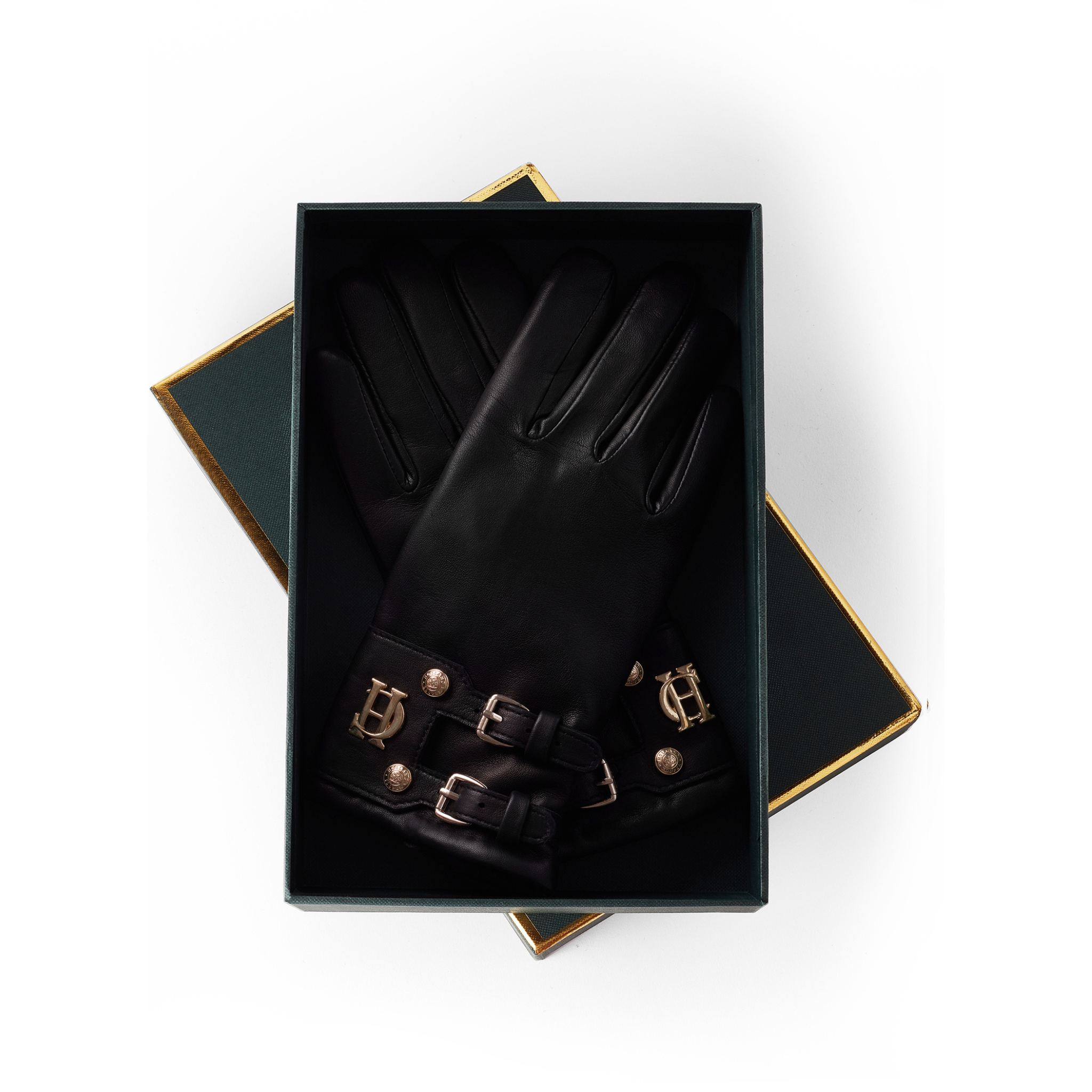 Monogram Leather Gloves Black