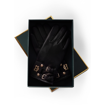 Monogram Leather Gloves Black