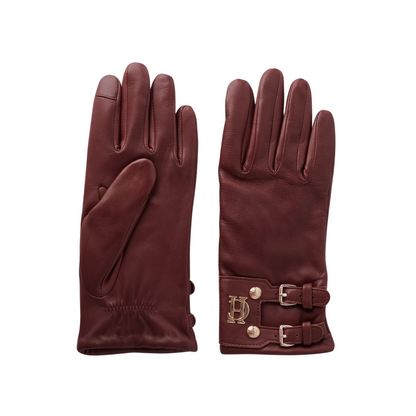 Monogram Leather Gloves Chocolate