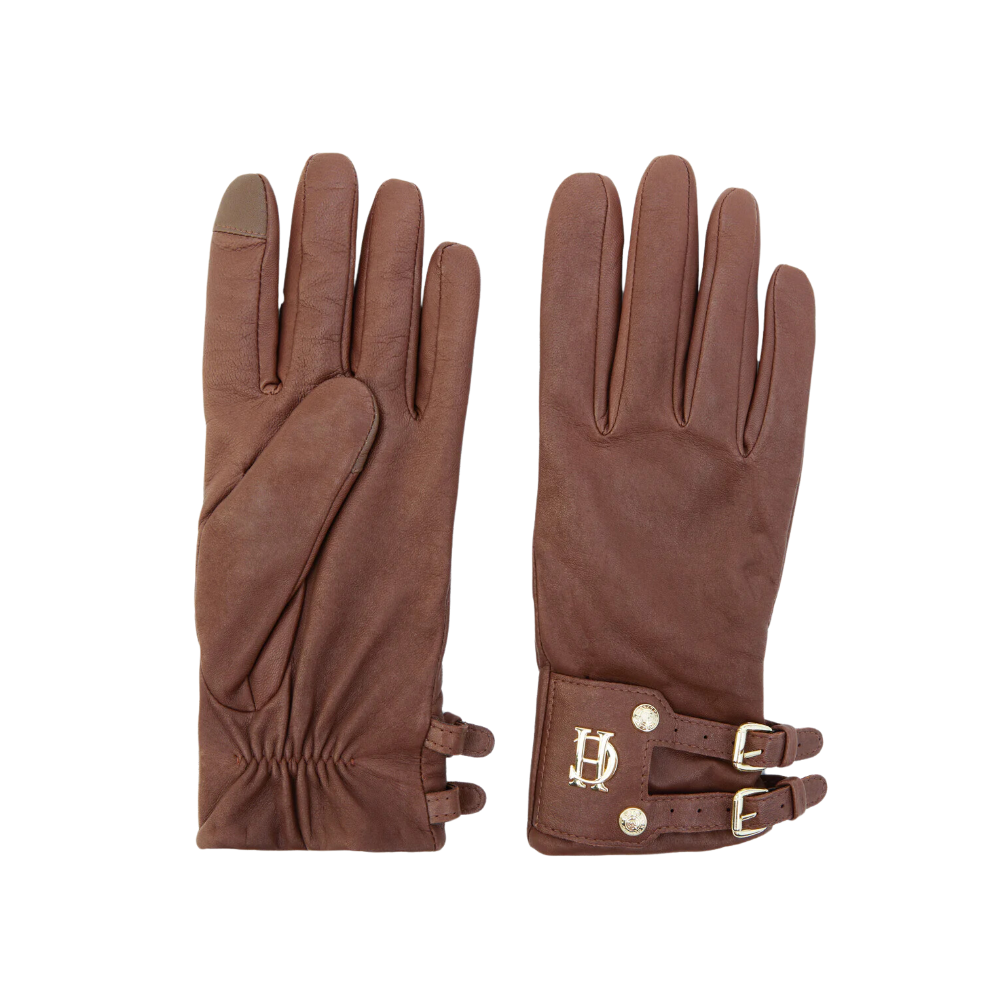 Monogram Leather Gloves Tan