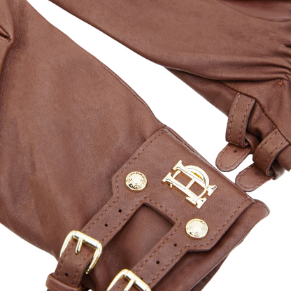 Monogram Leather Gloves Tan