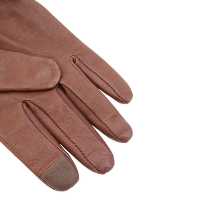 Monogram Leather Gloves Tan