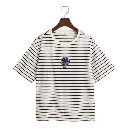 Striped Monogram T-Shirt Cream
