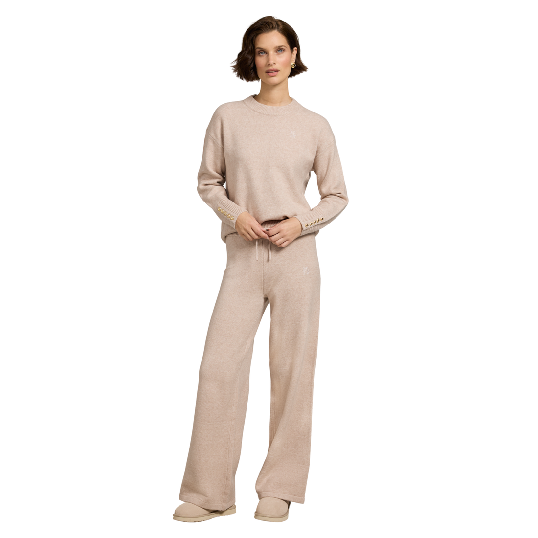 Nina Knitted Wide Leg Pant Toffee Marl