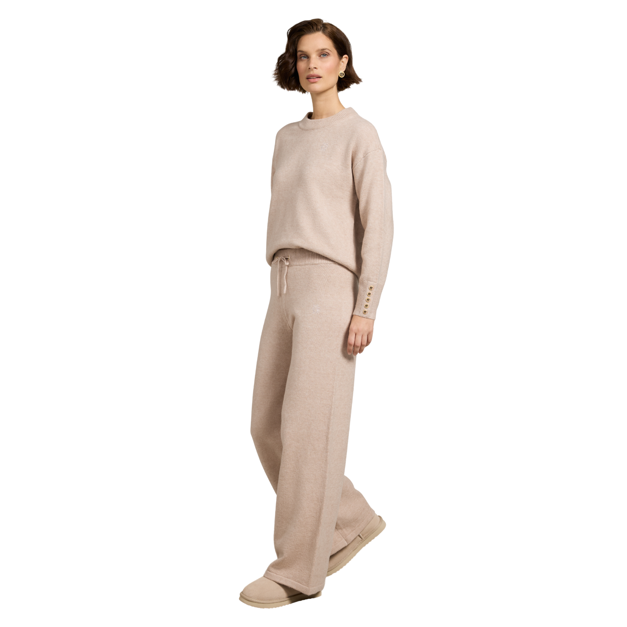 Nina Knitted Wide Leg Pant Toffee Marl