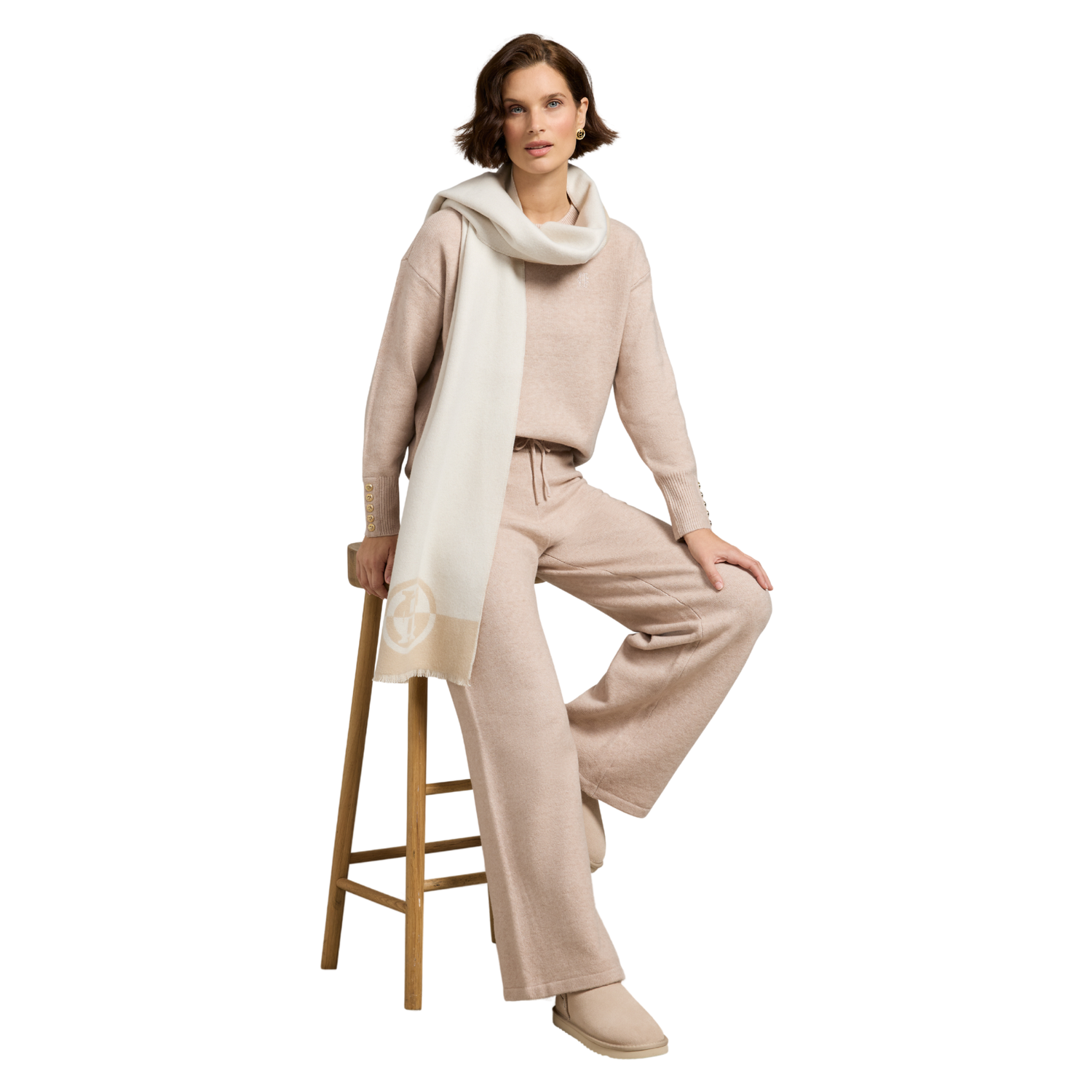 Nina Knitted Wide Leg Pant Toffee Marl