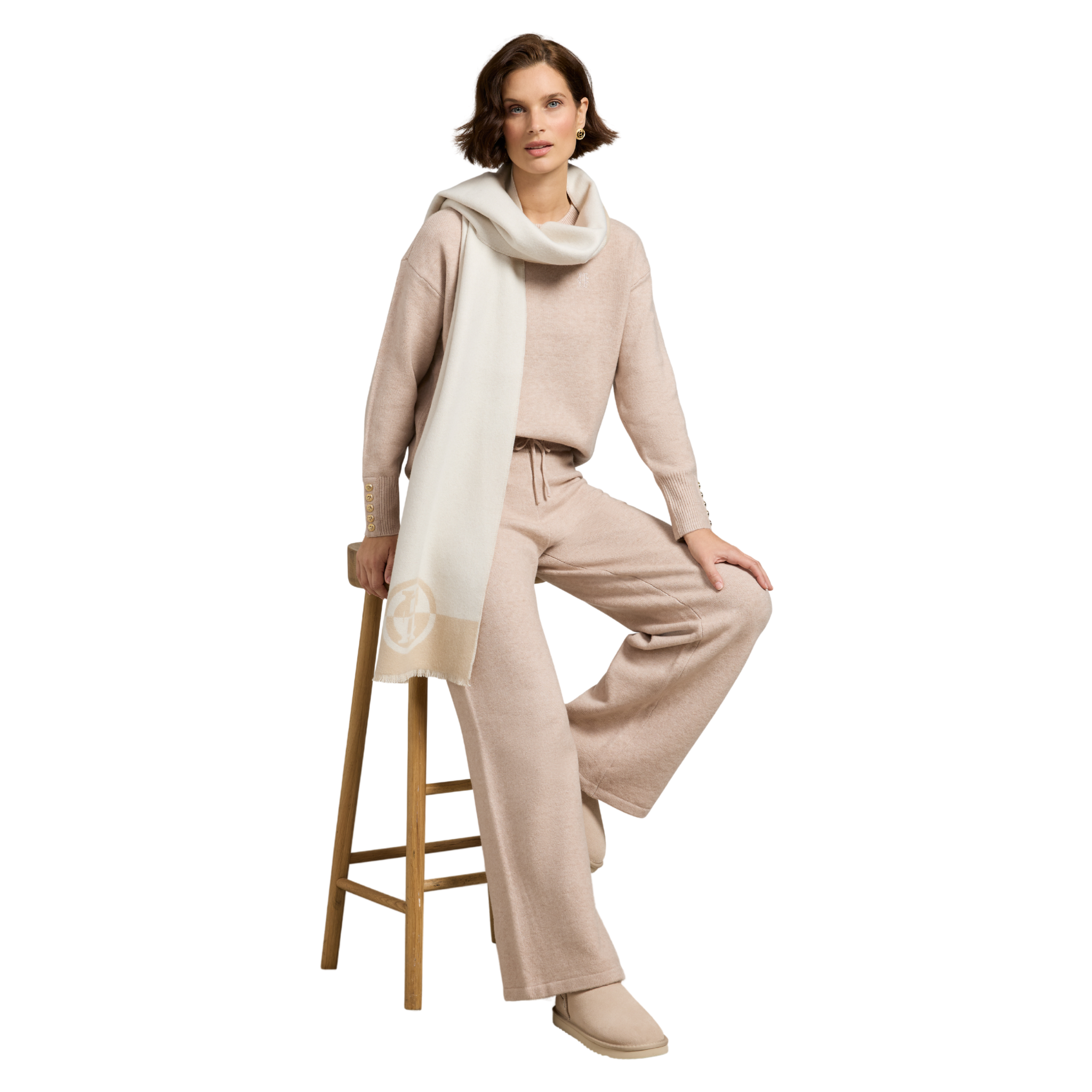 Nina Knitted Wide Leg Pant Toffee Marl