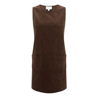 Sage Cord Pinafore Dress Chocolate