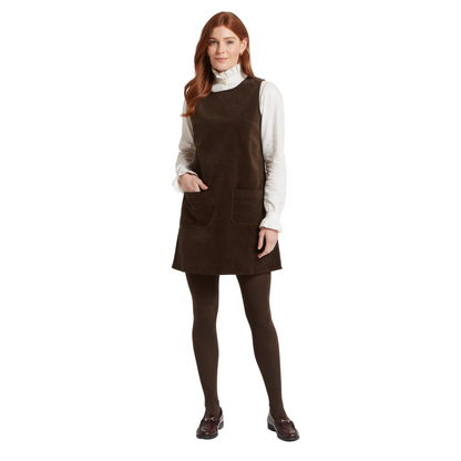 Sage Cord Pinafore Dress Chocolate