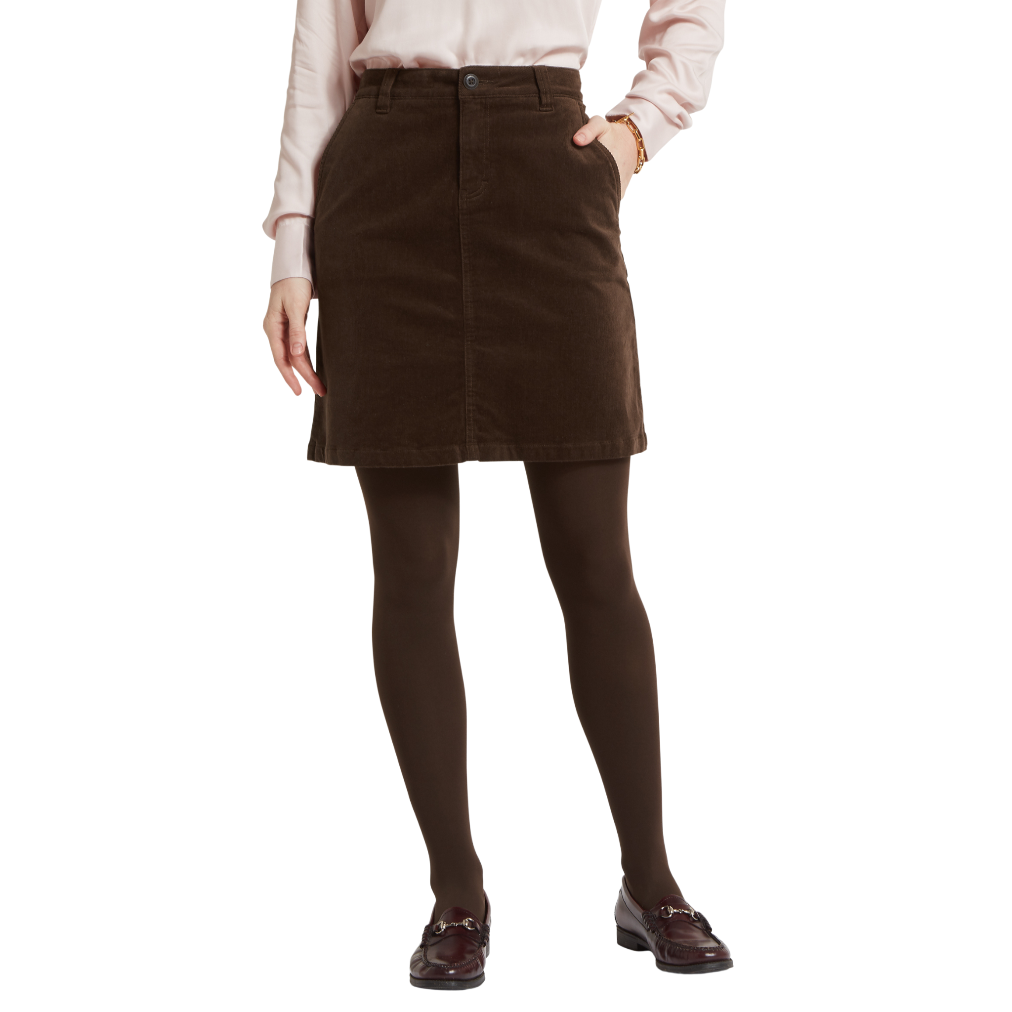 Sage Cord Skirt Chocolate