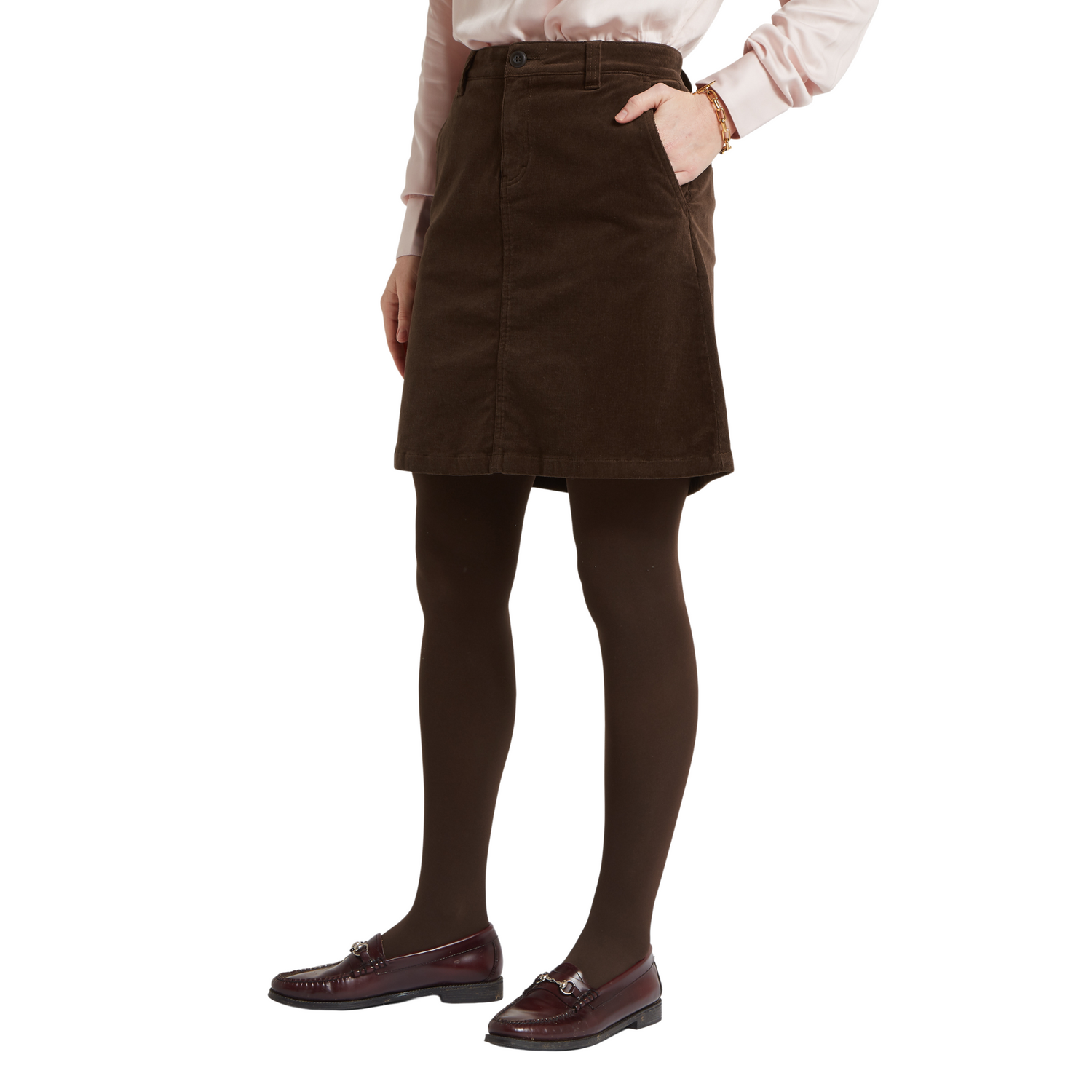 Sage Cord Skirt Chocolate