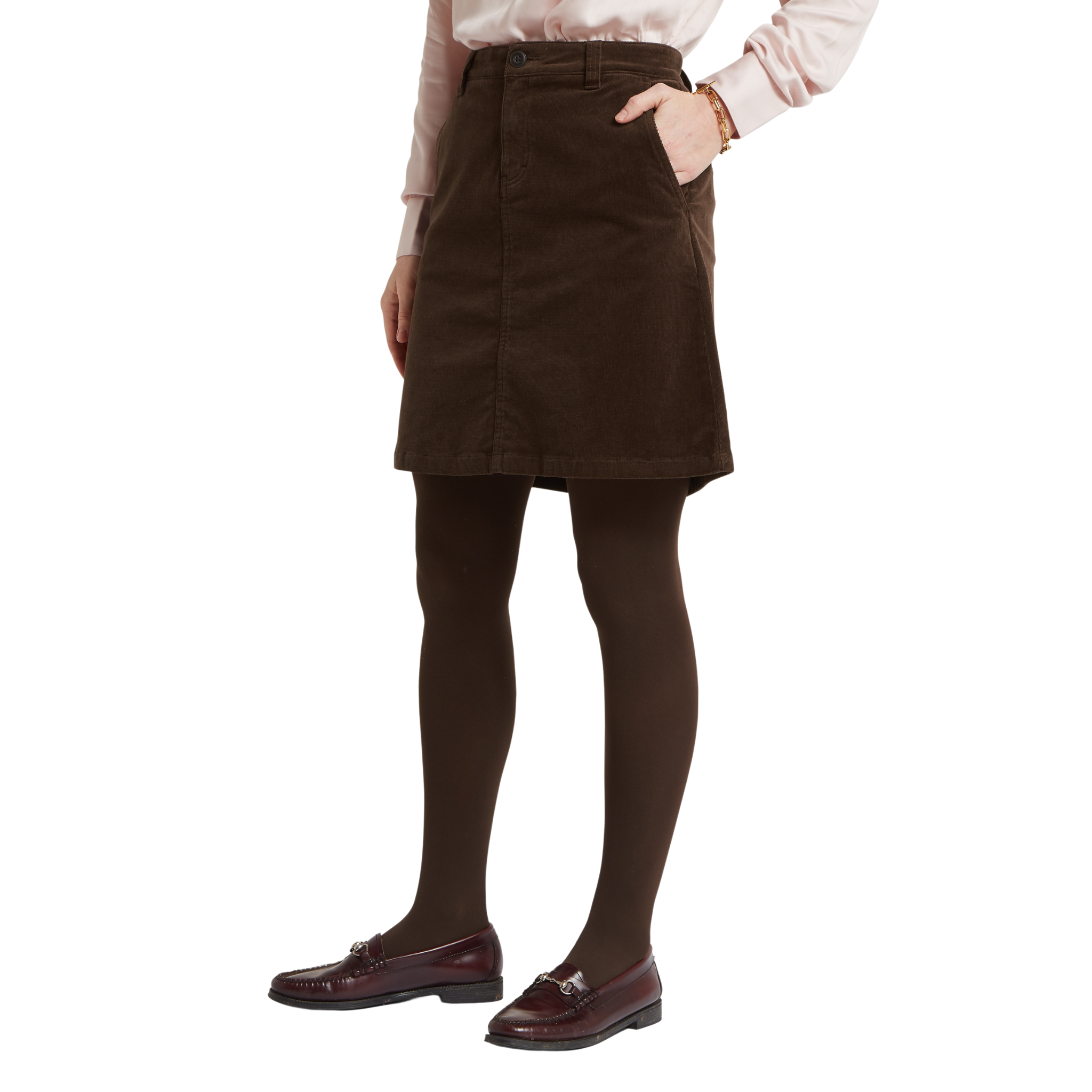 Sage Cord Skirt Chocolate