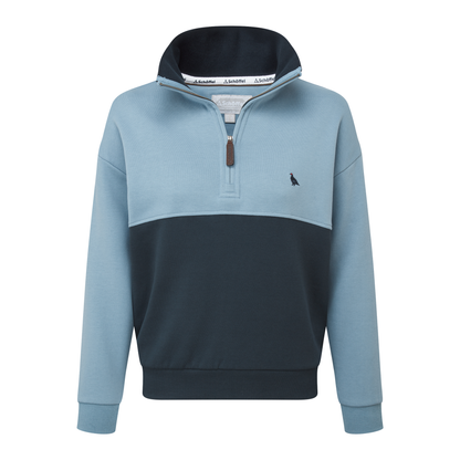 Braunton 1/4 Zip Sweatshirt Blueberry/Lake Blue