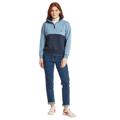 Braunton 1/4 Zip Sweatshirt Blueberry/Lake Blue