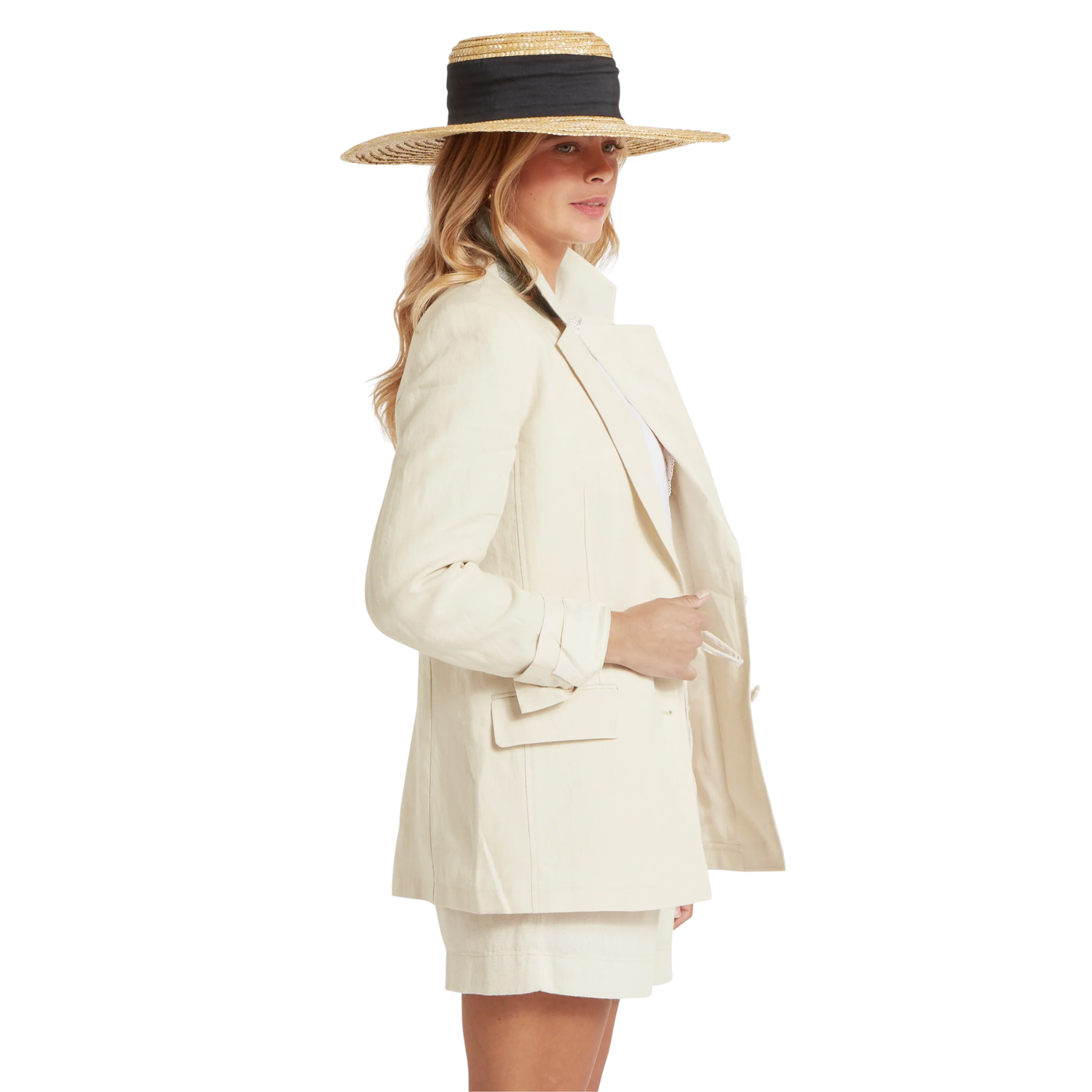 Henley Linen Blazer Oat
