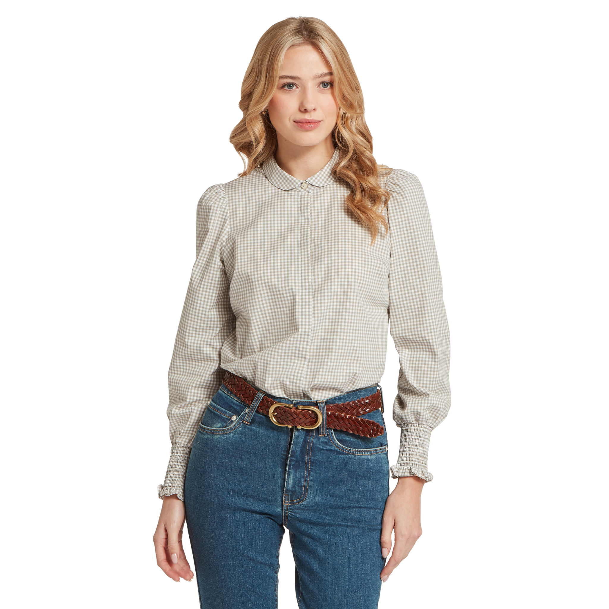 Flora Gingham Shirt Sage Green