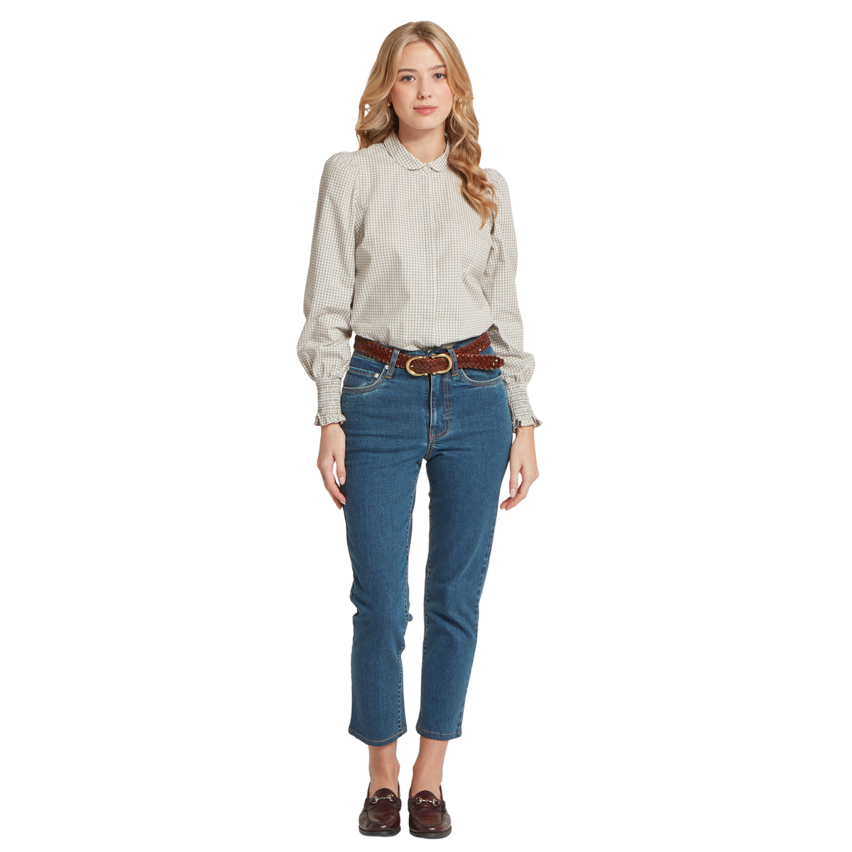 Flora Gingham Shirt Sage Green