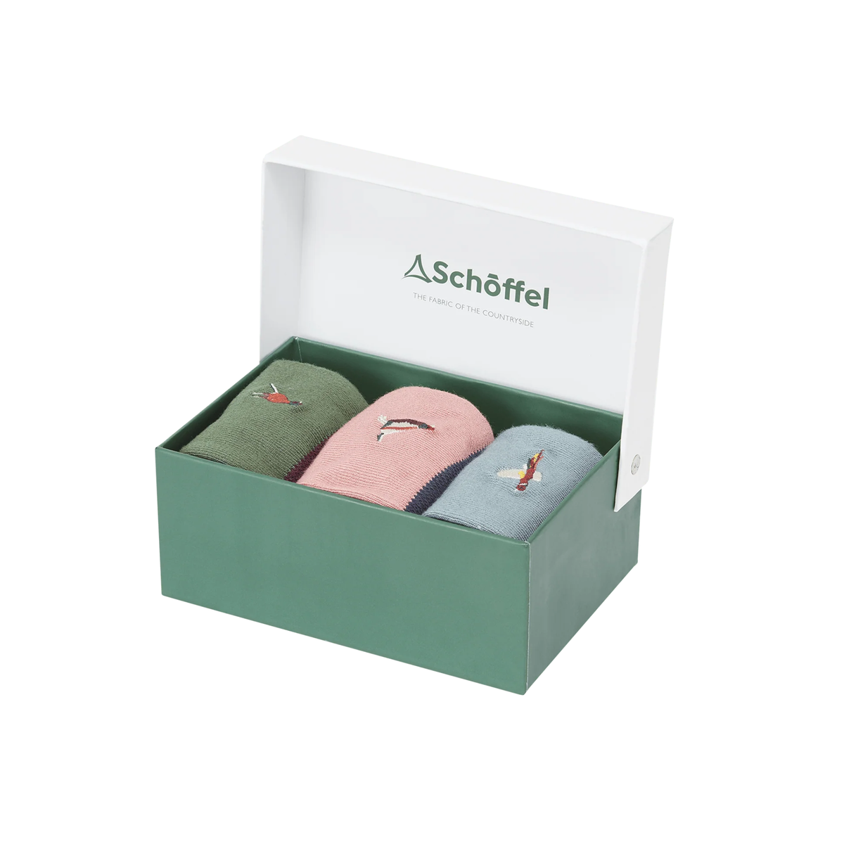 Bamboo Sock Box (Box of 3) Loden Green Pheasant Mix UK4-7
