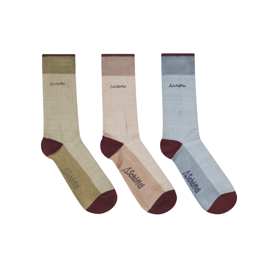 Bamboo Sock Box (Box Of 3) Port Herringbone Mix UK7-11