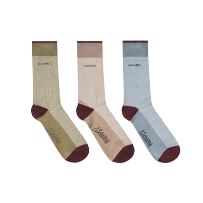 Bamboo Sock Box (Box Of 3) Port Herringbone Mix UK7-11
