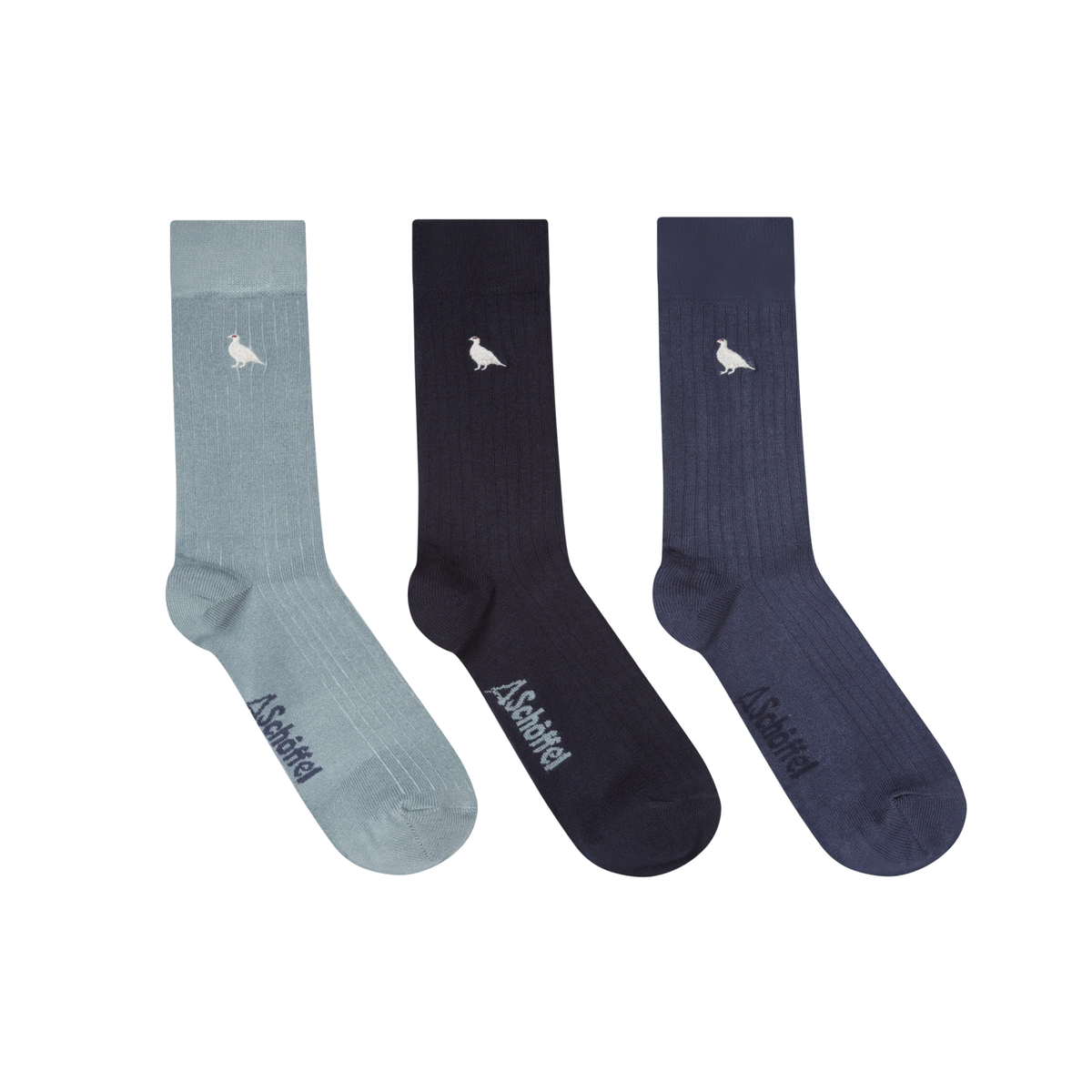 Bamboo Sock Box (Box Of 3) Blue Ptarmigan Mix UK7-11