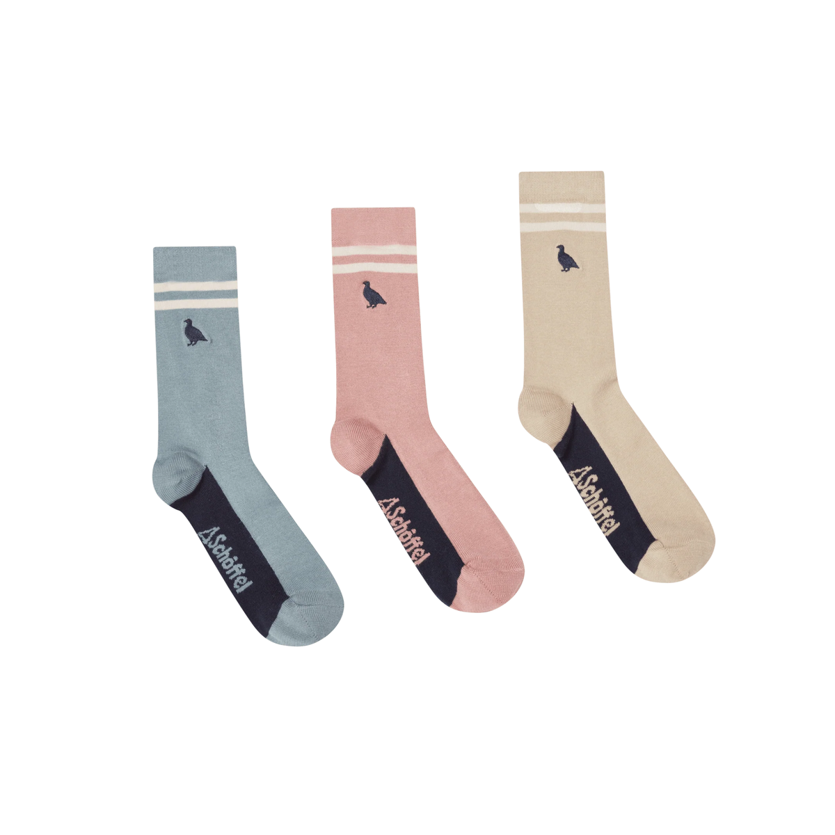 Bamboo Sock Box (Box of 3) Ptarmigan Stripe Mix UK4-7