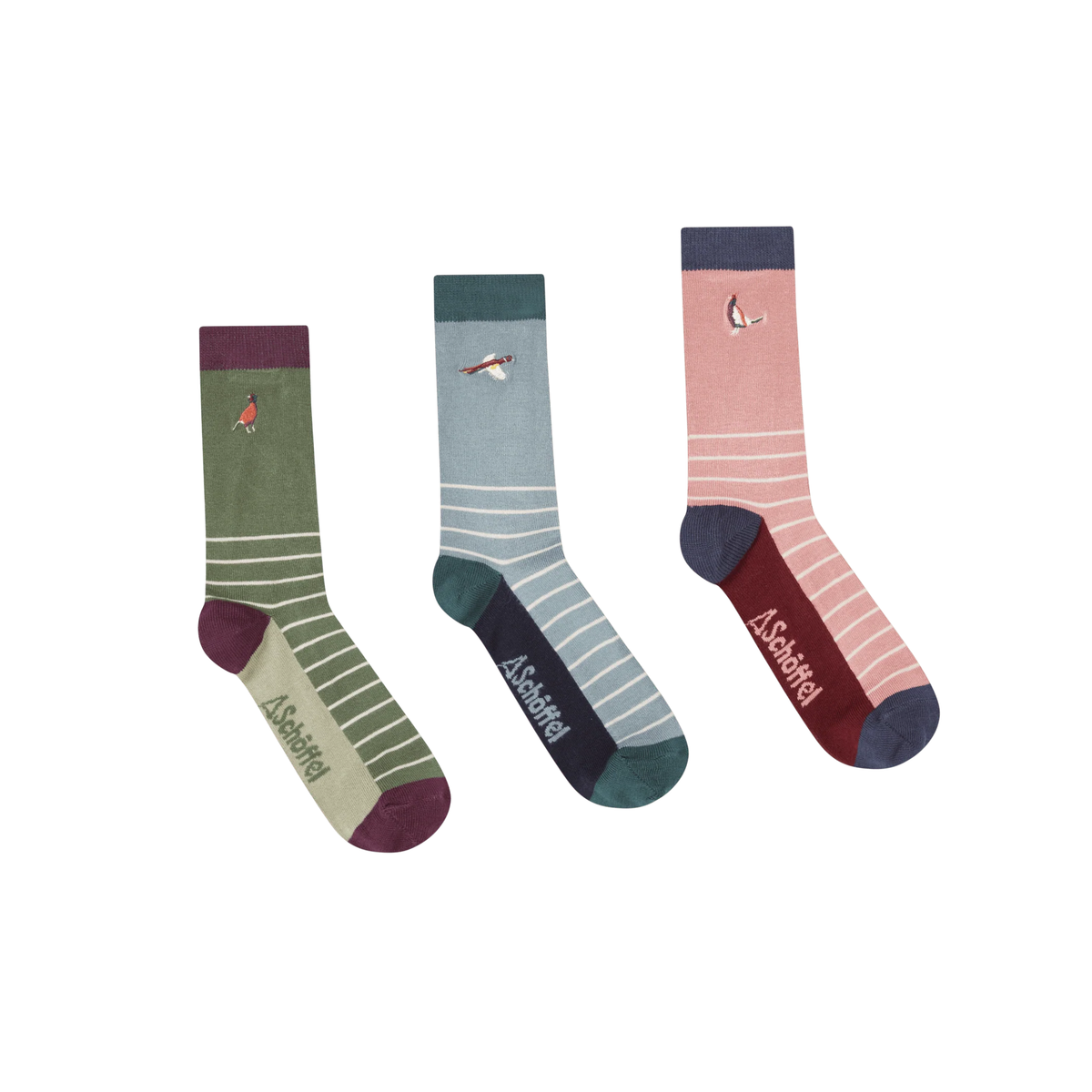 Bamboo Sock Box (Box of 3) Loden Green Pheasant Mix UK4-7