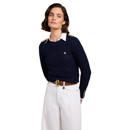 Seattle Cable Crew Knit Ink Navy