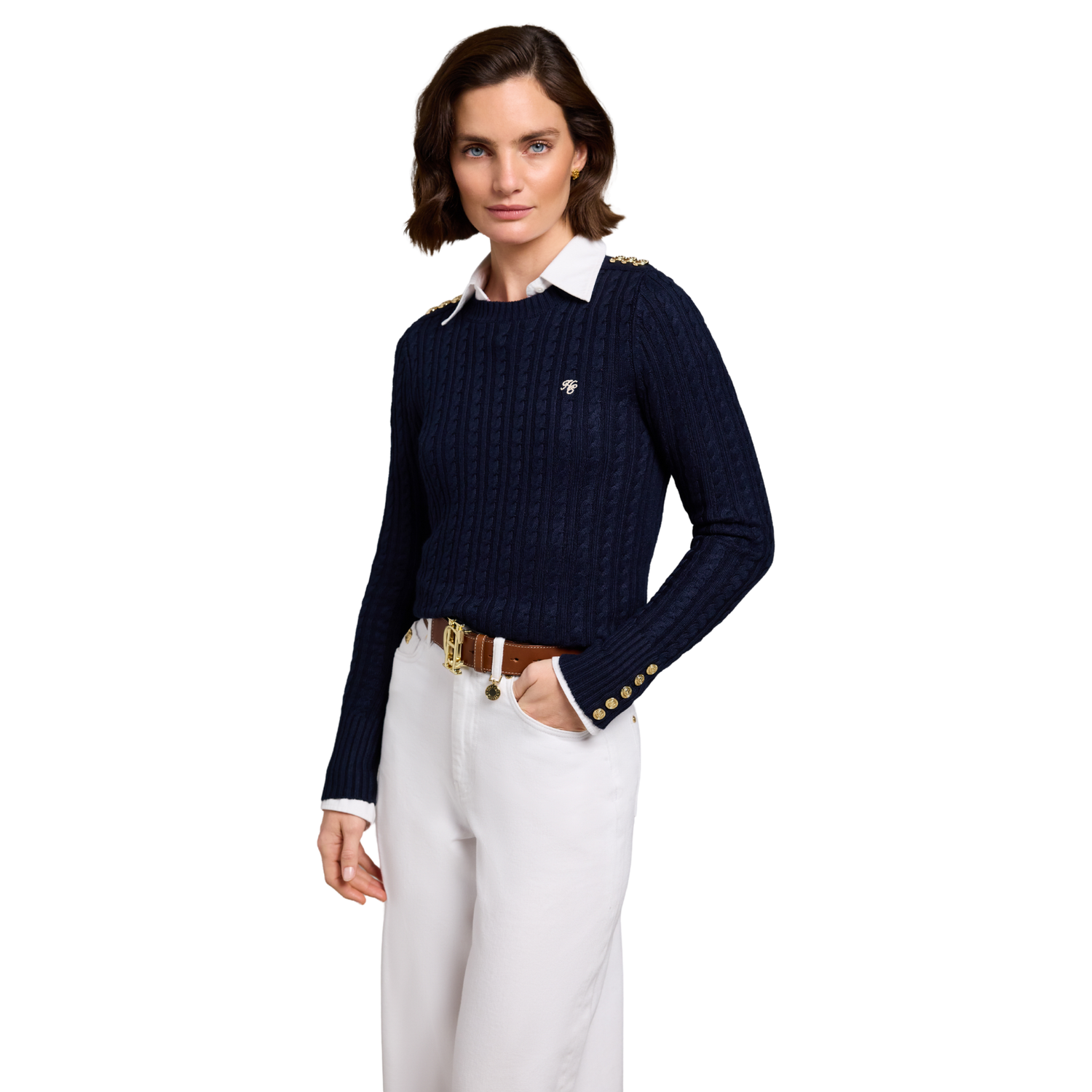 Seattle Cable Crew Knit Ink Navy