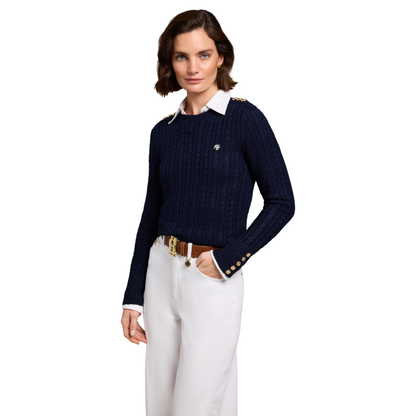 Seattle Cable Crew Knit Ink Navy