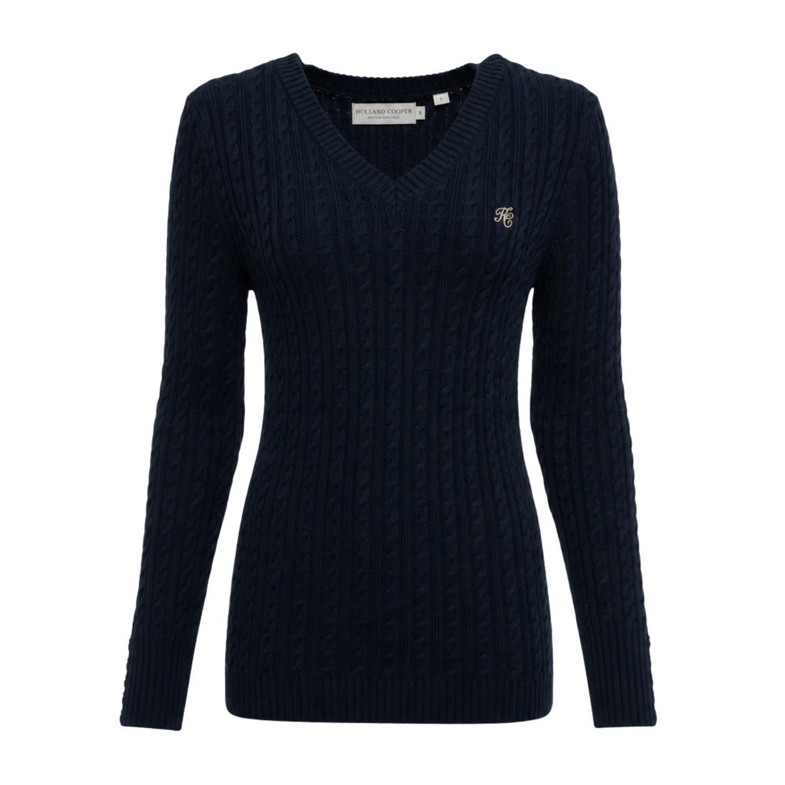 Seattle Cable V-Neck Knit Ink Navy