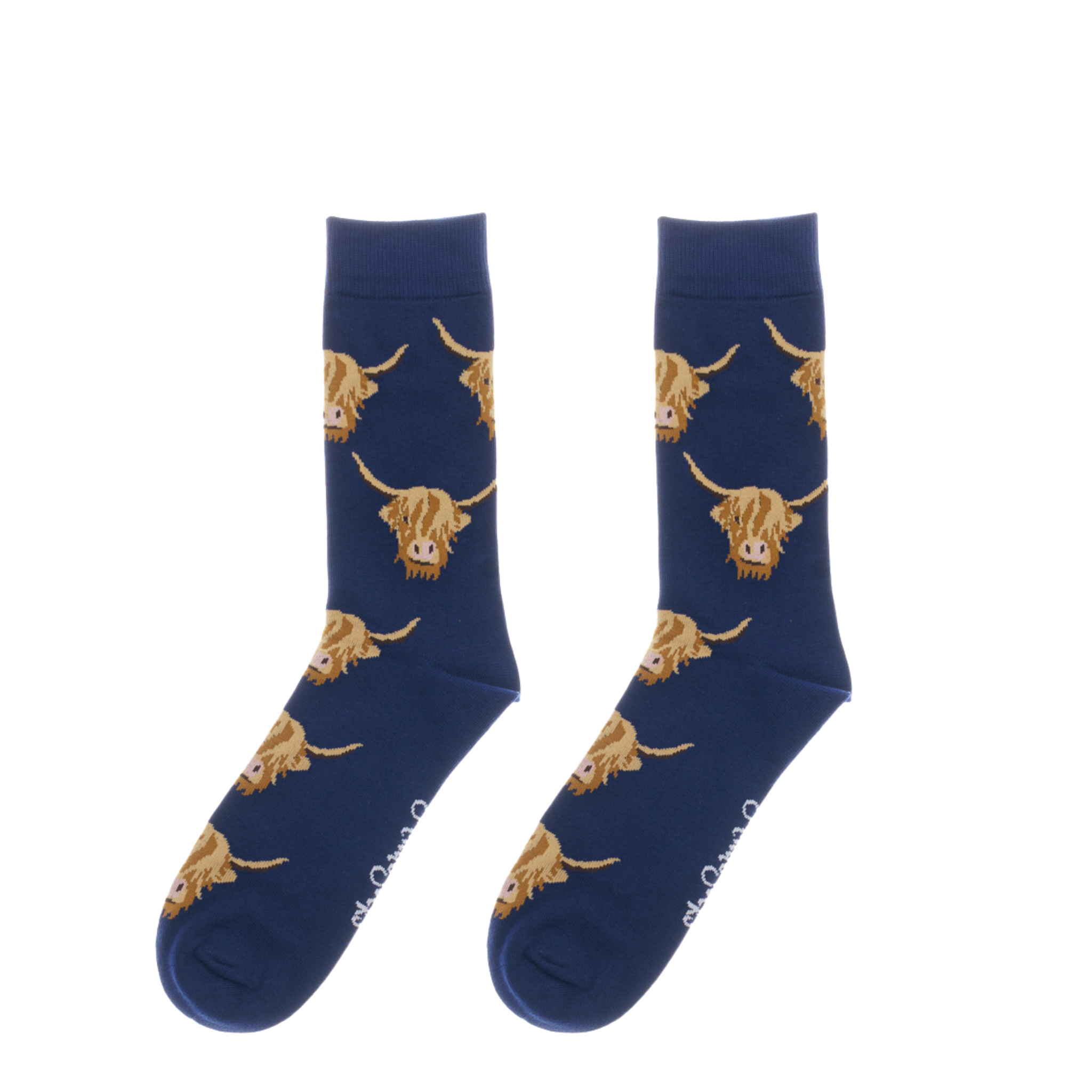 Highland Cow Socks Navy