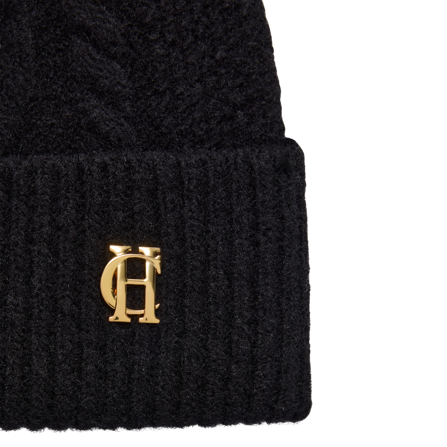 Sloane Cable Bobble Hat Black