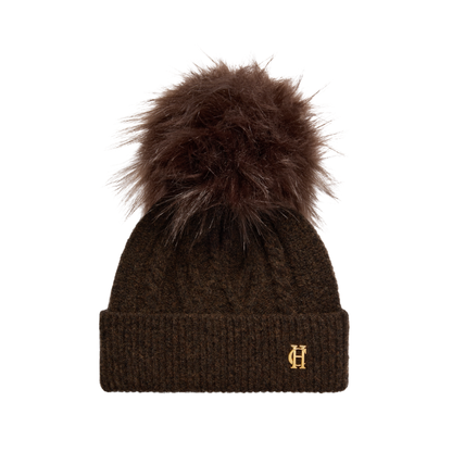 Sloane Cable Bobble Hat Chocolate