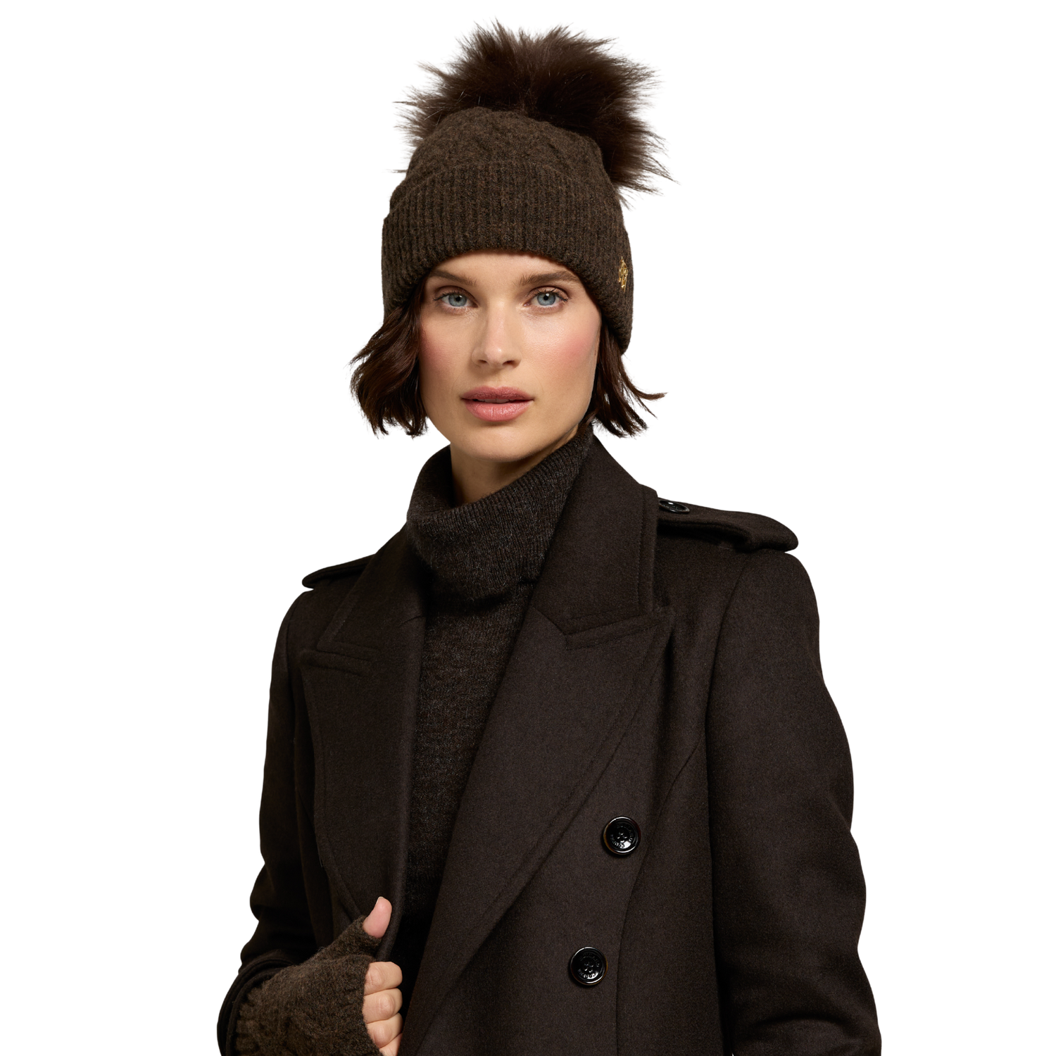 Sloane Cable Bobble Hat Chocolate