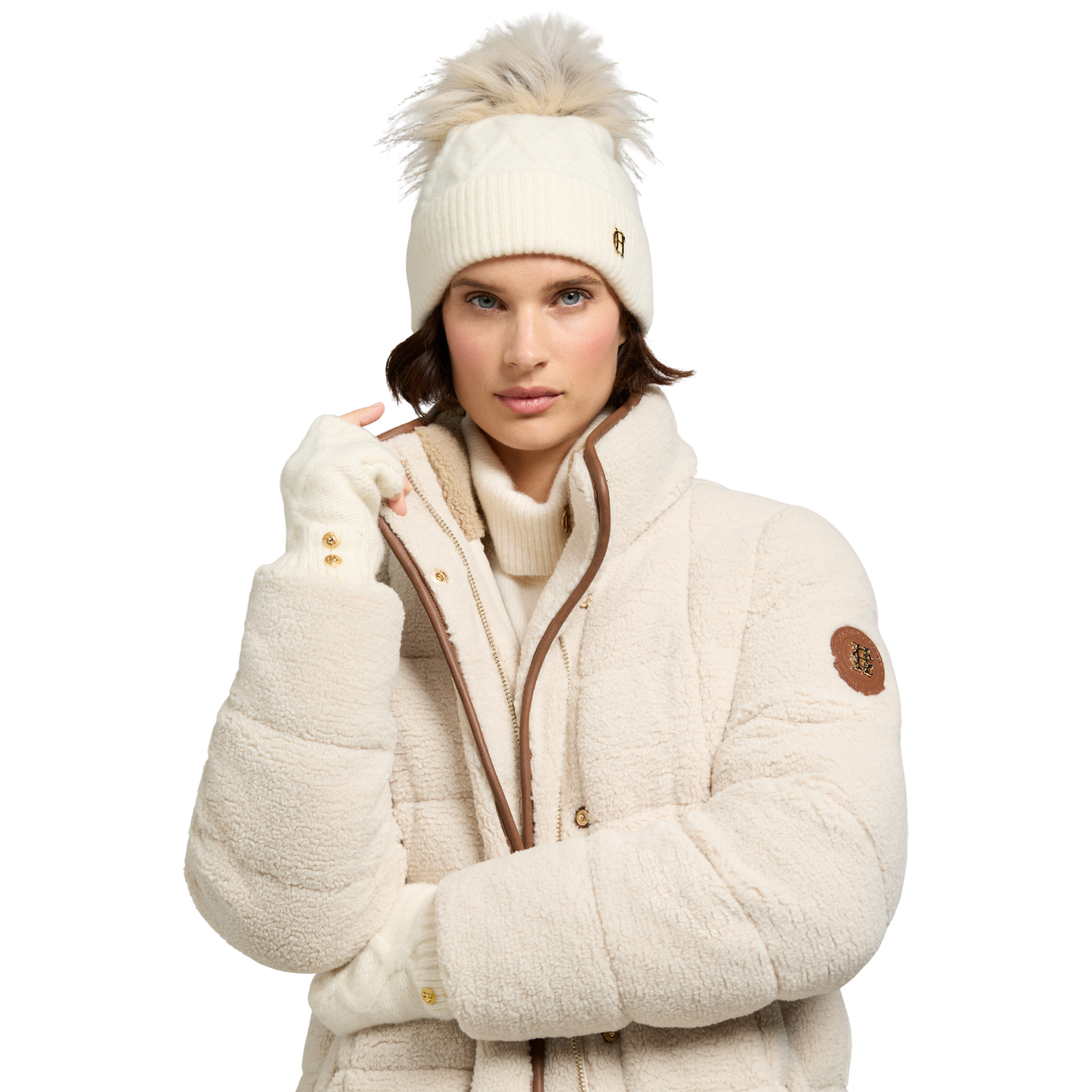 Sloane Cable Bobble Hat Cream