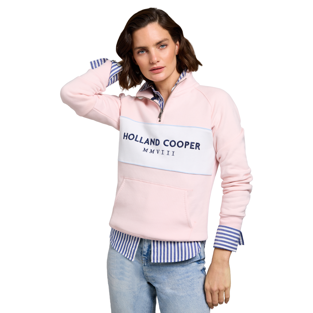 Sporting Heritage Zip Henley Pink
