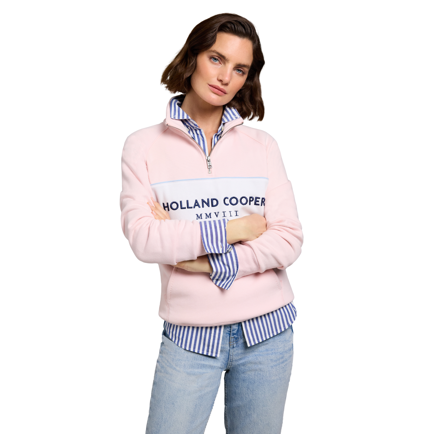 Sporting Heritage Zip Henley Pink