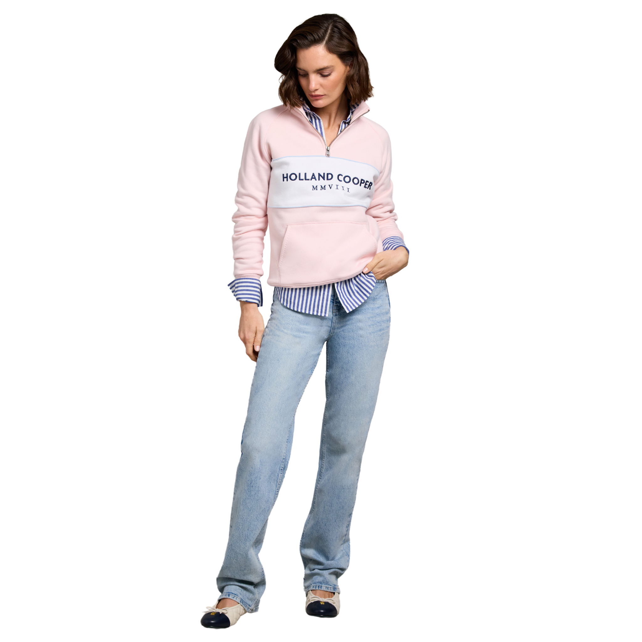 Sporting Heritage Zip Henley Pink