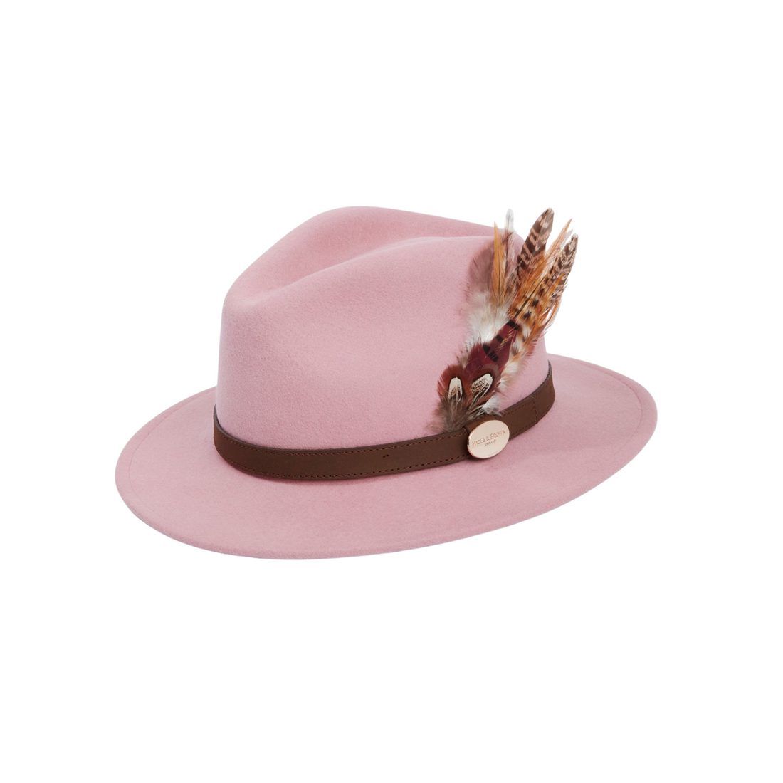 Suffolk Fedora In Dusky Pink (Bronze Feather)