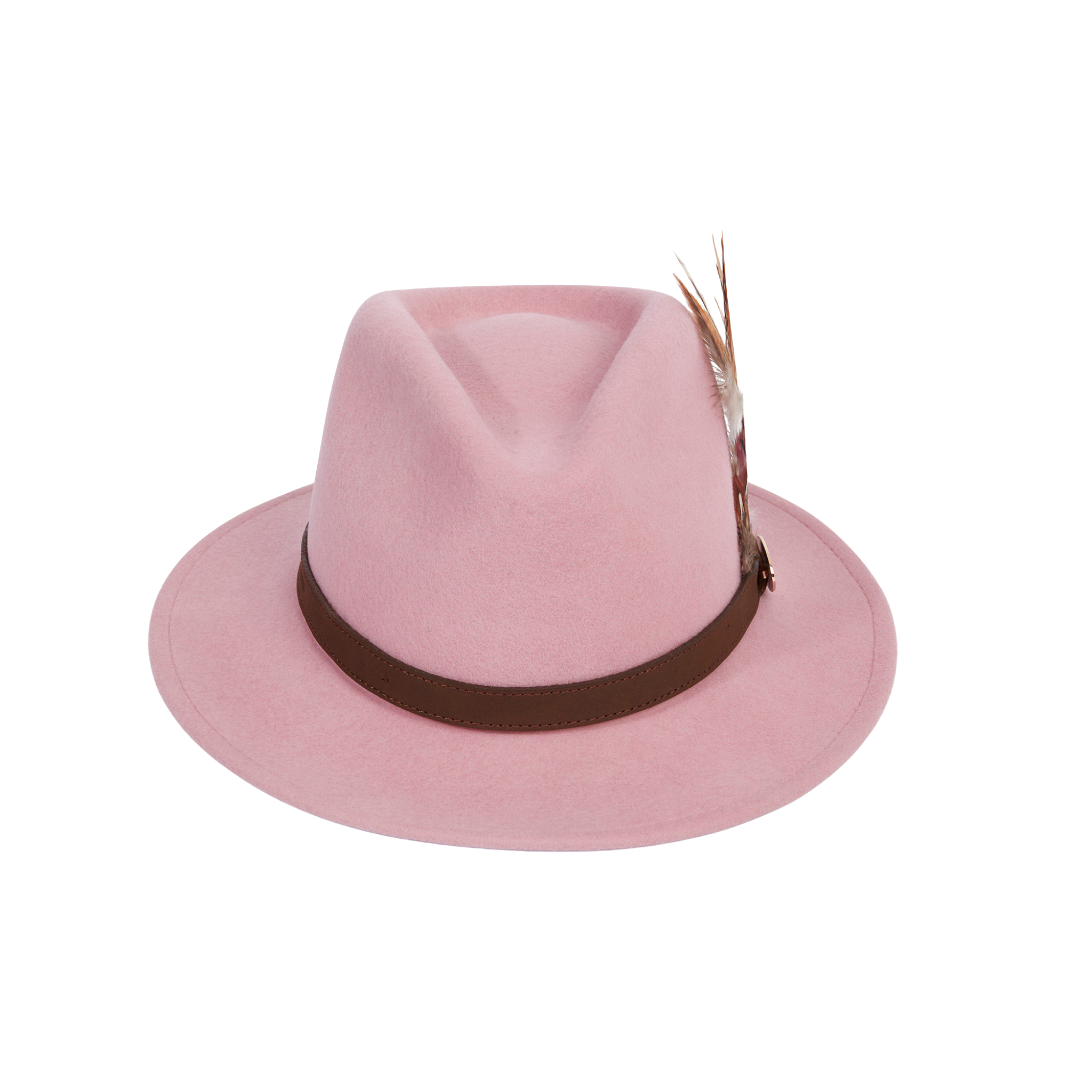 Suffolk Fedora In Dusky Pink (Bronze Feather)