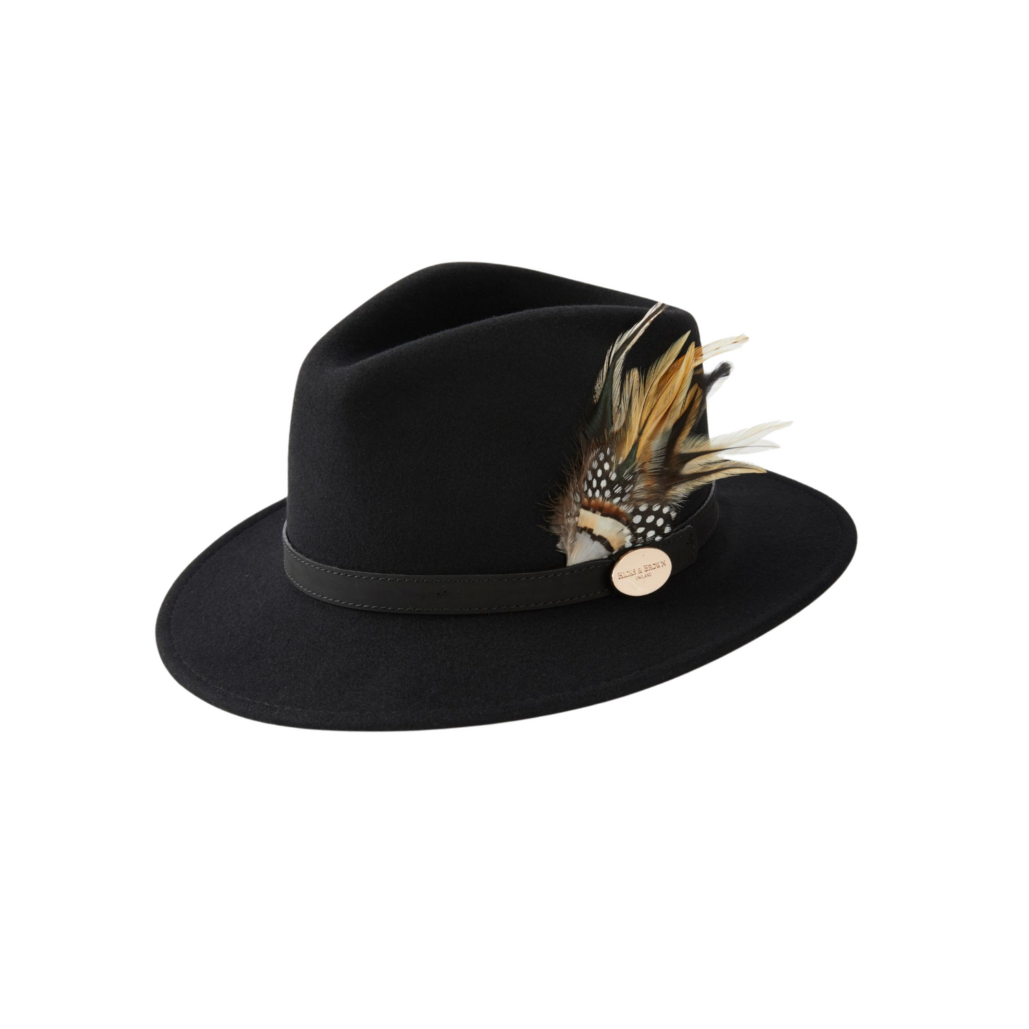 Suffolk Fedora In Black (Fawn Feather)