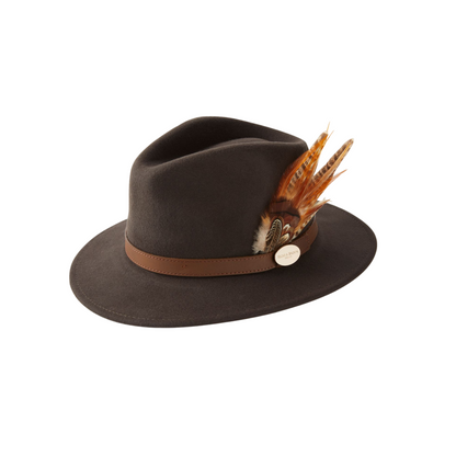 Suffolk Fedora In Dark Brown (Bronze Feather)