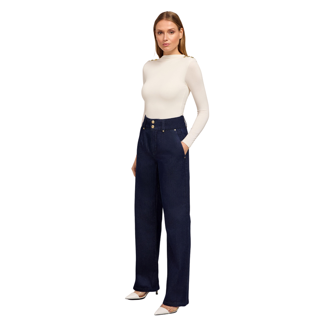 Tailored Wide Leg Jean Deep Indigo